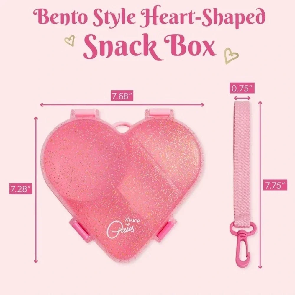 Paris Hilton Pink‎ Heart Bento Snack Box – Glitter Lid, Phone Stand, Bow NWT